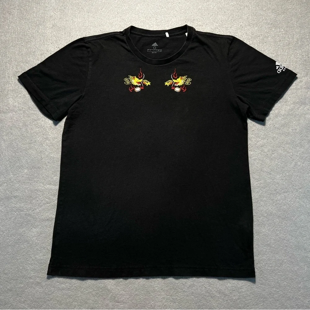 Rare Adidas Japan Rugby Dragon Map Sukajan Style Tee Black Medium